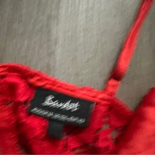Bardot Sienna Ruby Red Floral Lace Bralette Sleeveless Crop Top Size L