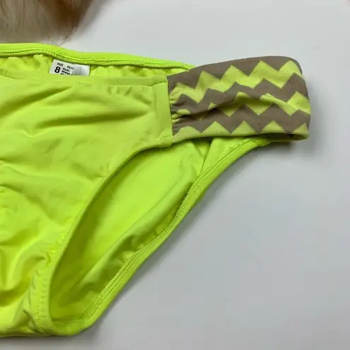 Seafolly  Australia Bikini Bottom Neon Yellow 4 Chevron Swim Swimsuit