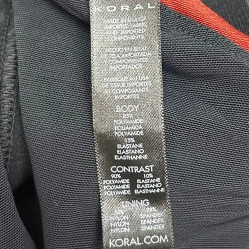 Koral Orange Satin Mesh Colorblock Scoop Neck Workout Athletic Sports Bra Sz XS