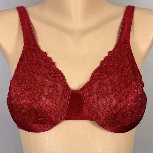 Vassarette Vintage  Bra Size 34C Second Skin Satin Red Lace Underwire 75-014