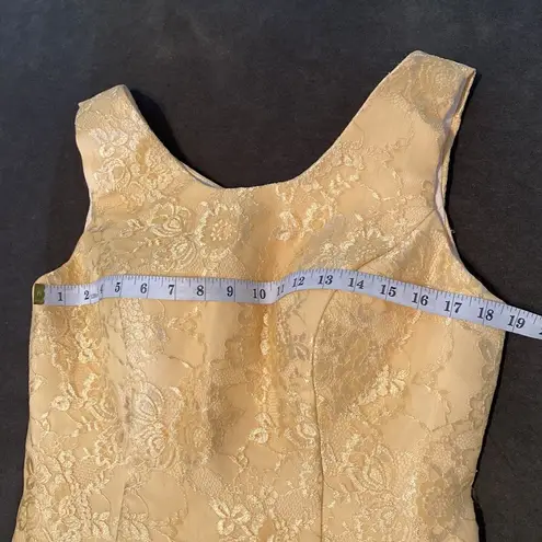 Women’s Tea Length Chiffon & Lace Dress with Matching Chiffon Jacket Size 12 Yellow