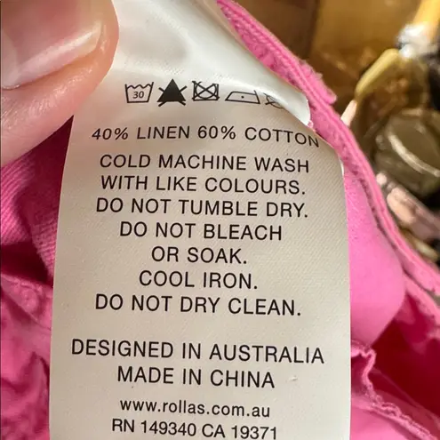 ROLLA'S HORIZON LINEN PANT BUBBLEGUM PINK SIZE 27