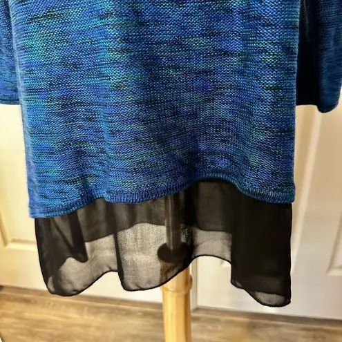 cupio  blue marbled sweater with black trim