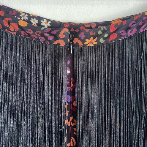 Farm Rio Wild Mix Mixed-Print Fringe Midi Skirt