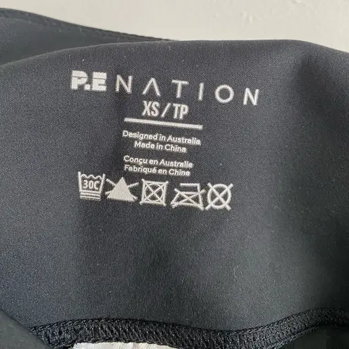 P.E Nation Black, White & Neon Green Three Pointer High Rise Leggings Size XS Black