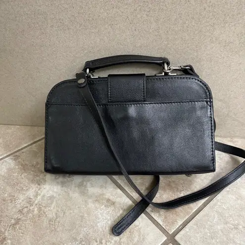 Patricia Nash Crossbody Bag Leather Satchel Top Handle Handbag Black trace EUC