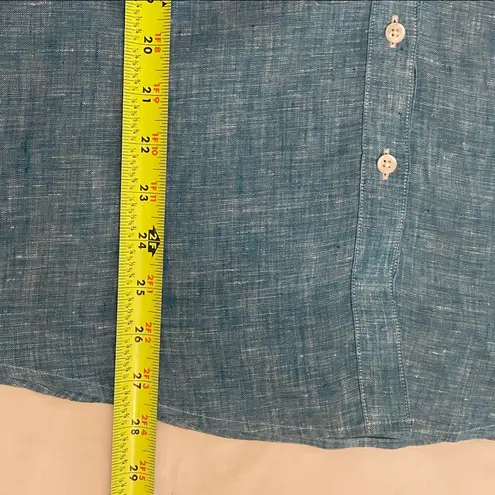 Brooks Brothers 346 Blue Linen Button Up Blouse Womens Size 14 Preppy