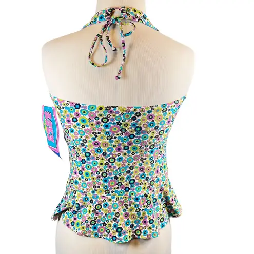 Coco Rave NWT Floral Halter Tankini Swim Top Retro Print Swimsuit 38C XL