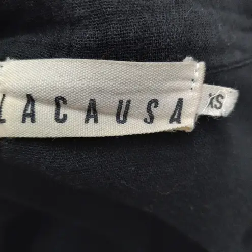 Lacausa XS Sustainable Organic Cotton Boho Pocketed Jumpsuit in Black