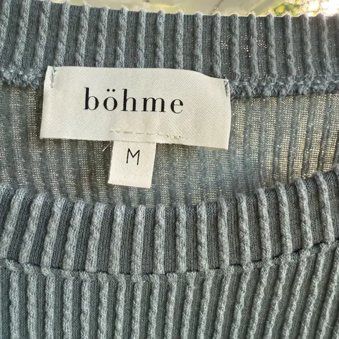 Bohme Women's Light Green Ribbed Knit Cropped Sweater Size M