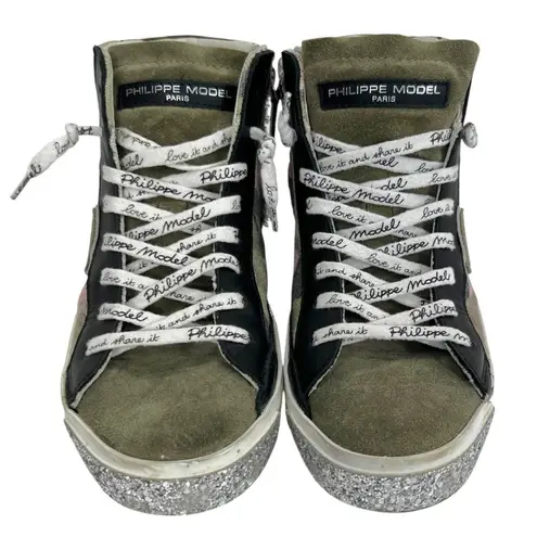 Philippe Model PRSX High Sneaker in Camouflage Military Fuschia Green Size 6 - Image 5