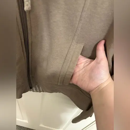 prAna Ari Zip Up Fleece Hoodie Jacket Taupe Brown