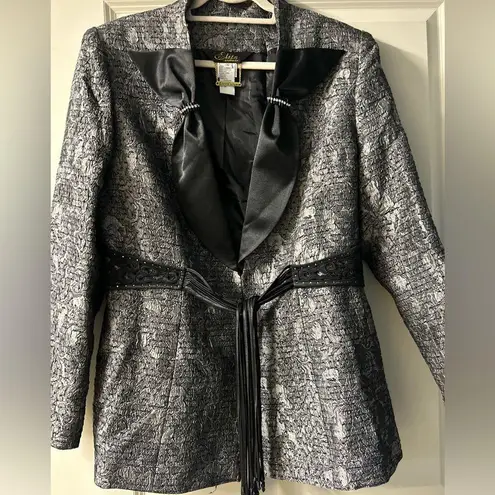 Elite Champagne Women’s Grey Bow Dressy Blazer Sz 12 Black