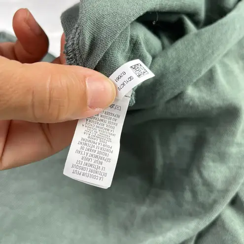 Aerie Women’s Henley Distressed Long Sleeve Cropped Green Top Size Small