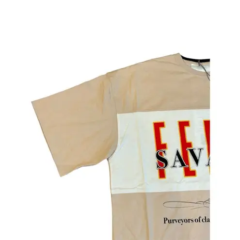 Savage X Fenty Shirt Dress Beige Oversized Graphic Tee Dress Size XS Casual