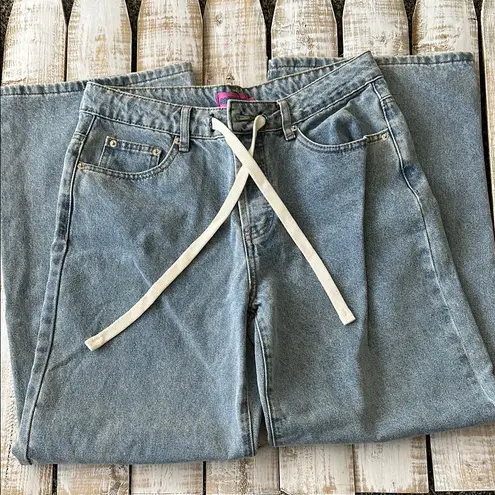 Edikted Wynn Low Rise Wide Leg Drawstring Jeans Size M New NWT