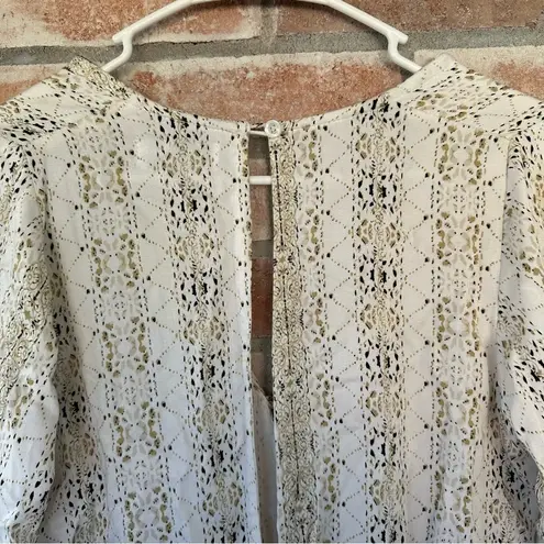 Faithfull the Brand Playsuit Romper Keyhole Open Back White Gold Print Women’s 2