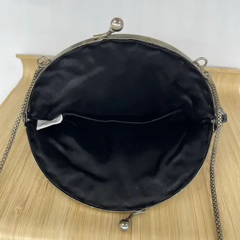 Vintage La Regale Purse Bag Beaded Black Silver Tone Evening Formal Chain Strap