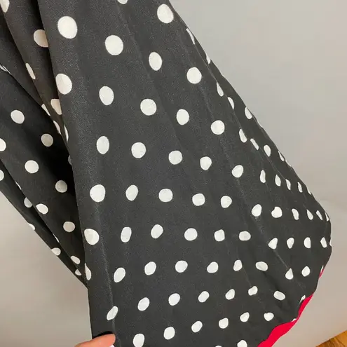 Handmade Retro Dress Polka Dot Circle Skirt Sock-Hop Pin-Up Black White Flower