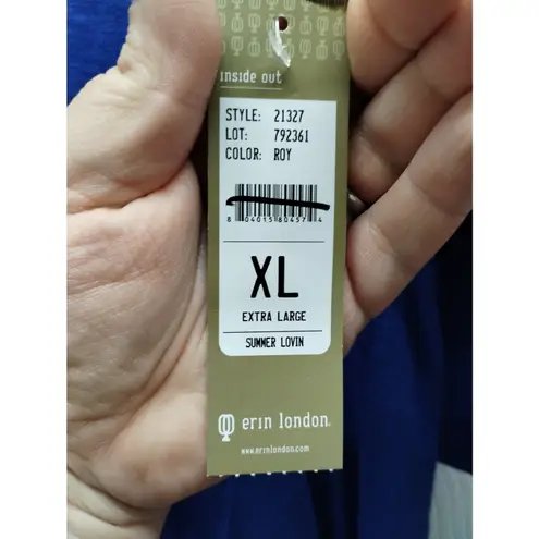 Erin London Size XL Royal Blue Slub Cotton 3/4 Sleeves Lightweight Tunic Top NWT