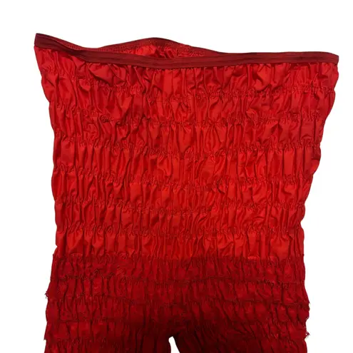 VTG 80s Malco Modes Red Ruffle Bloomer Shorts L Burlesque Retro Pin Up Costume Size L