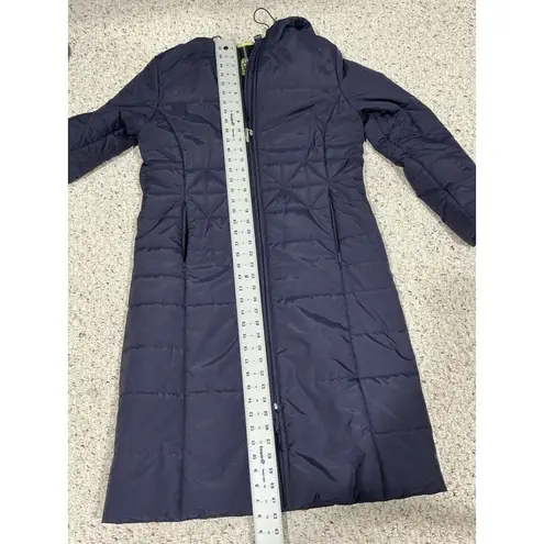 Woman’s Bernardo Sport Thermal Insulation Blue Medium Hooded Puffy Long Coat
