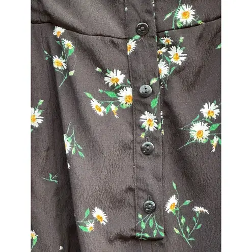 Dress Forum Ditsy Daisy Floral Print Black Tank Romper NWT Medium