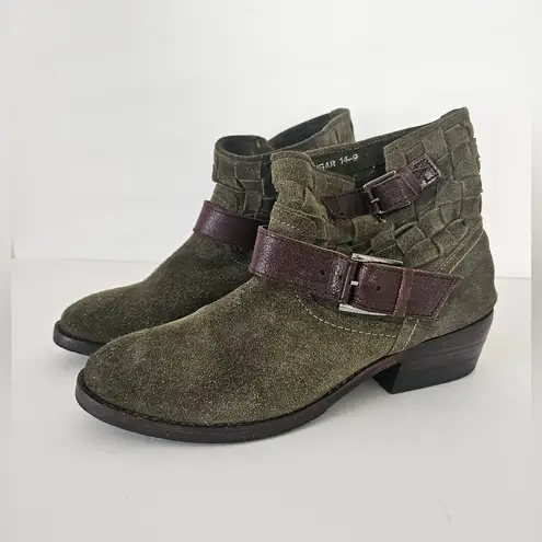 Adam Tucker Green Ankle Boots with Quilted Pattern and Low Chunky Heel 9