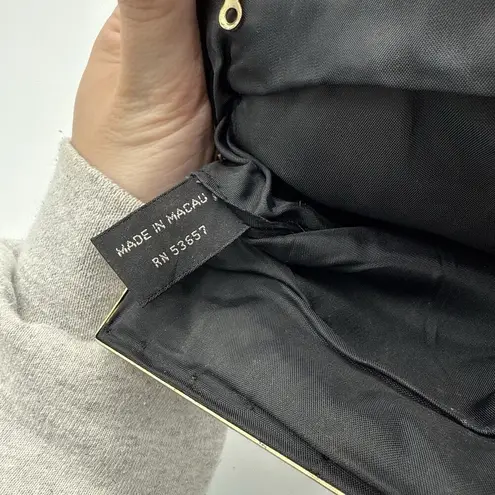 Vintage Joan Bari Black Beaded Clutch Shell Gold Evening Pouch Bag