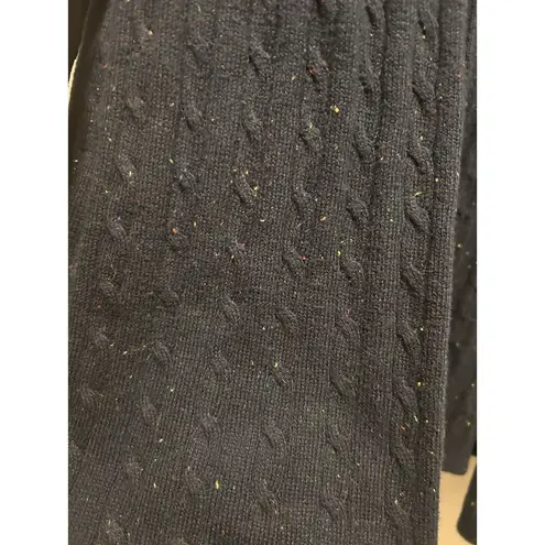 kim rogers Navy Blue Speckled Long Open Front Cable Knit Cardigan Women Size XL