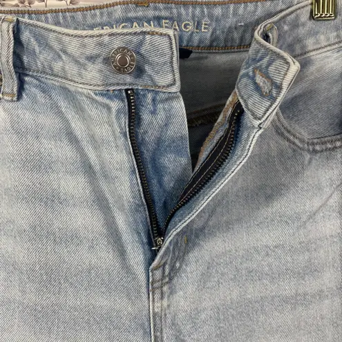 American Eagle Mom Jeans Women's 10 Long Light Wash High Rise Straight Denim NWT Blue Size undefined