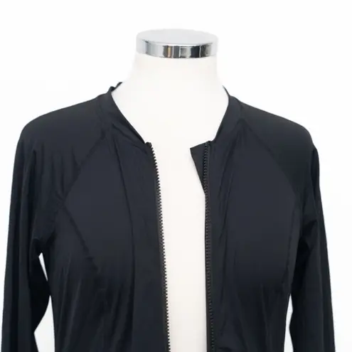 Sea Level Swim. Zip Long Sleeve Rashguard Top. Black Size 10