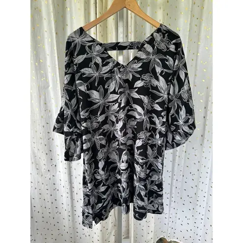 Island Edge Designs Hawaiian Aloha Tiare Floral Bell Quarter Sleeve Mini Dress L Size L