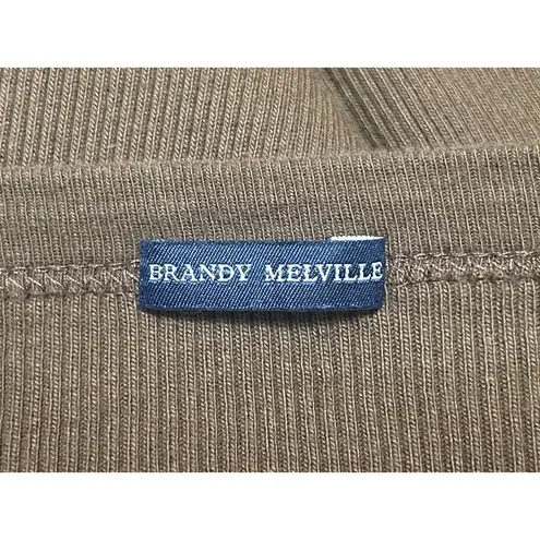 Brandy Melville  Brown Rib Knit Long Sleeve Button Crop Cardigan Sweater Top Sz S