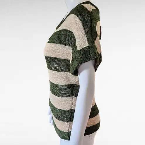 WD•NY Olive Tan Stripe Dolman Sweater Size XS