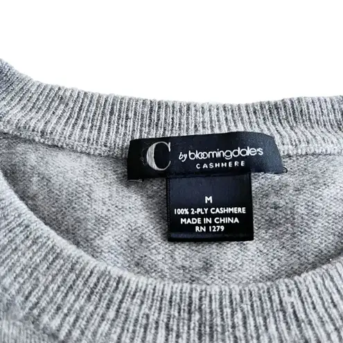 Bloomingdales 100% Cashmere Sweater Gray 3/4 Sleeve Round Neck Rhinestone