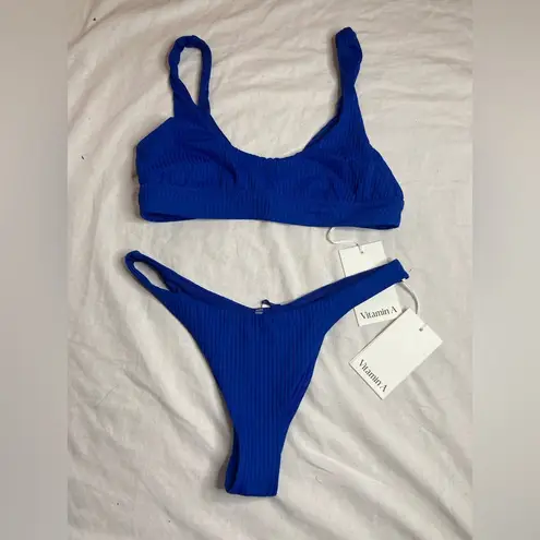 Vitamin A NWT Variegated Saphhire Blue Ecorib Bikini Size Medium (8)
