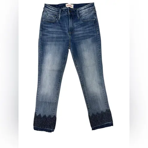 Driftwood Candace Jeans – Argyle Embroidered Hem - Size 26