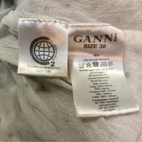 Ganni Tiny Polka Dot Mini Ruffle Victorian Dress Long Sleeve Ruffles White Black