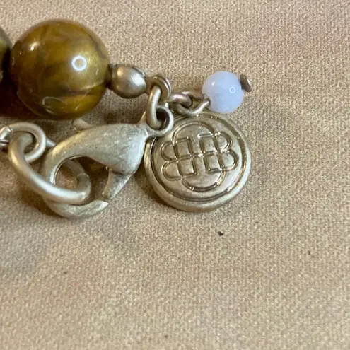 Dana Buchman 0115 Acrylic Tiger's Eye Graduated Bead Necklace w/Pave Bands