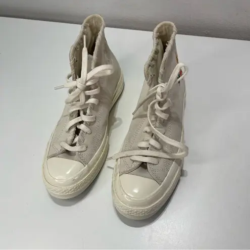 Converse All Star Chuck Taylor Wmn 6.5 Embroidered Floral Cream Leather Suede White