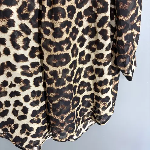 Justify Womens Oversized Leopard Print Button Up Shirt - Size Large - Animal Top