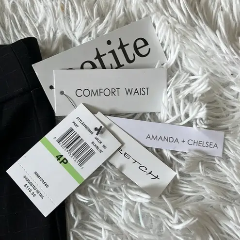 Amanda & Chelsea New Alex Windowpane Print Ankle Pants BLACK/BLUE size 4P