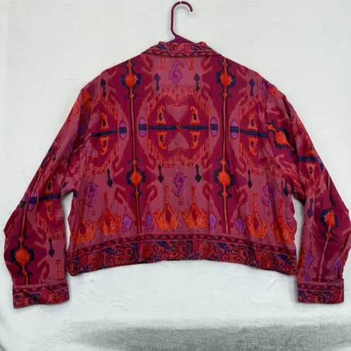 Love the Label Button Down Shirt Top Womens L Long Sleeve Patterned Pockets Pink Size L - Image 8