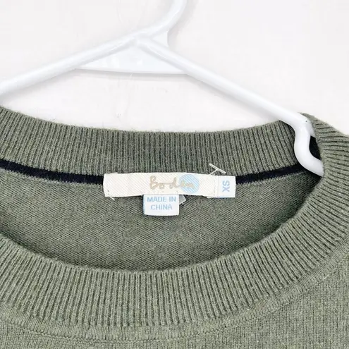 BODEN Sweater Women Size XS Green Side Button Long Sleeve Crewneck Tight Knit