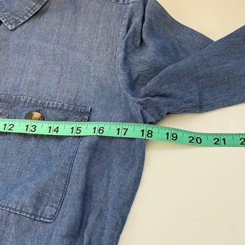 American Eagle Chambray Cotton Mini Shirt Dress Size M Blouson Coastal Cowgirl Blue Size M