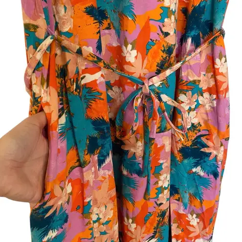 Denim & Co NWOT Printed Favorite Jersey V Neck A Line Maxi Dress Multicolor XL