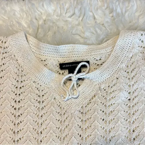 Statements Cotton Linen Blend Sweater Size Large Cream Color Spring Boho Beach