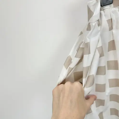 Ming Wang Maxi A Line Skirt Gingham Cotton Poplin Blue White High Waist M NWT