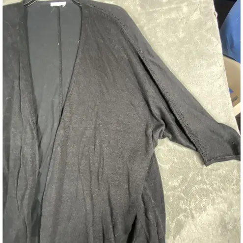 J. Jill Women's 3X Plus Black Open Front Cardigan Linen Blend Lightweight Elbow Size undefined
